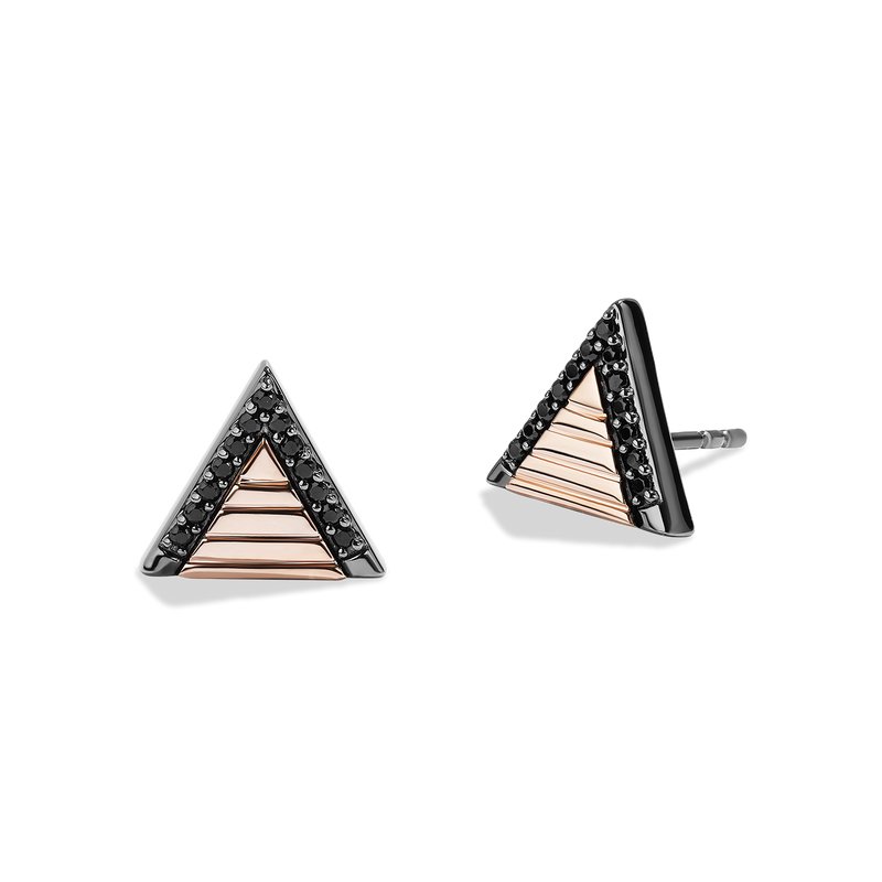 Star Wars™ Fennec Shand Black Diamonds Earrings in 10K Rose Gold & Sterling Silver 1/5 CTTW View 2