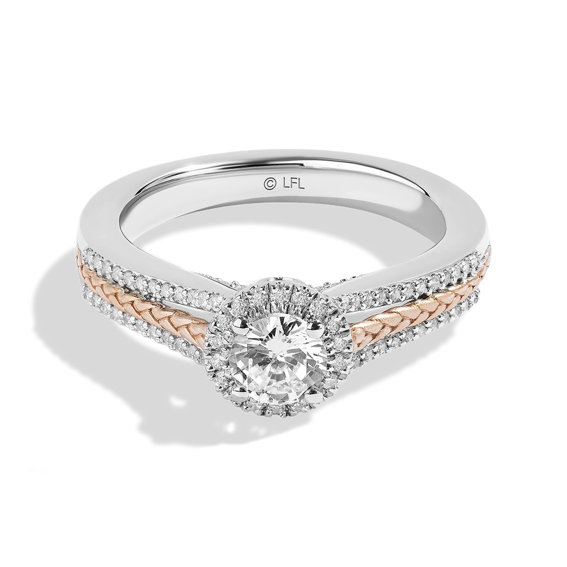 Star Wars™ Princess Leia Diamond Engagement Ring in 14K White Gold & Rose Gold 1/2 CTTW Center Stone & 3/4 CTTW Diamonds View 1