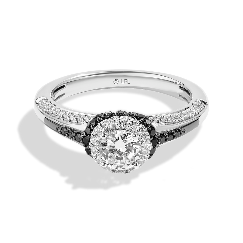Star Wars™ The Mandalorian Diamond Engagement Ring in 14K White Gold & Black Rhodium 1/2 CTTW View 1