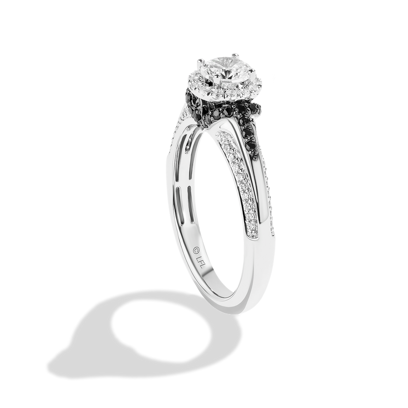 Star Wars™ The Mandalorian Diamond Engagement Ring in 14K White Gold & Black Rhodium 1/2 CTTW View 3
