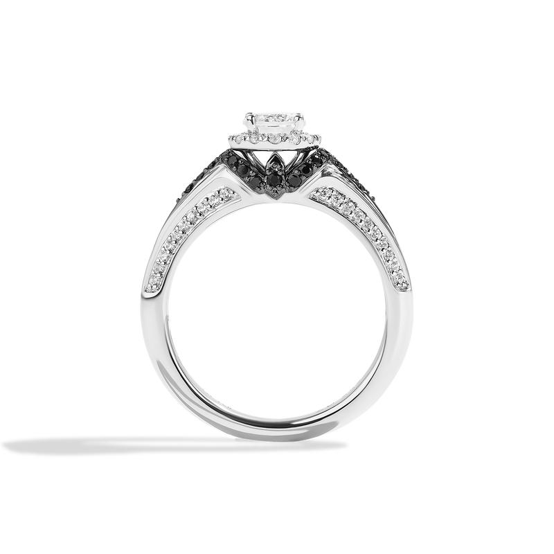 Star Wars™ The Mandalorian Diamond Engagement Ring in 14K White Gold & Black Rhodium 1/2 CTTW View 2