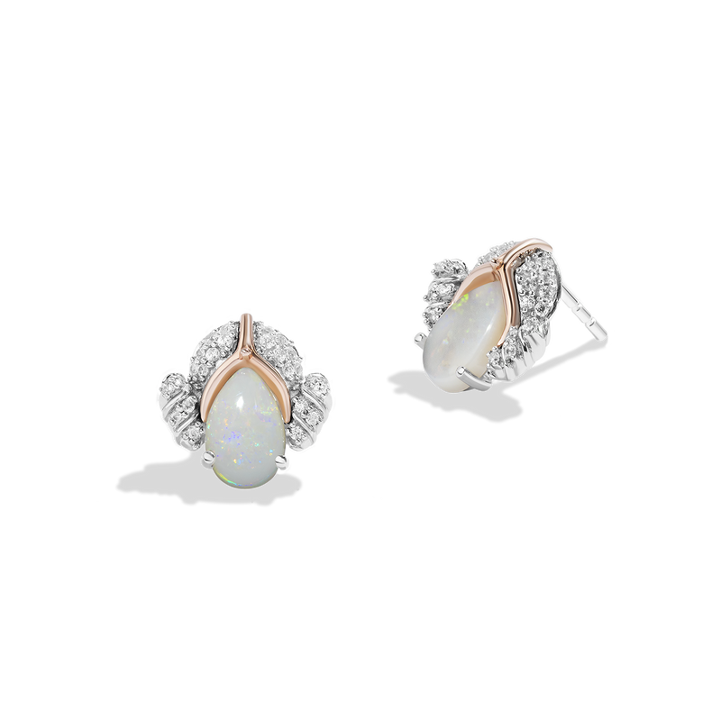 Star Wars™ Princess Leia Diamonds Earrings in 10K Rose Gold & Sterling Silver 1/5 CTTW View 2