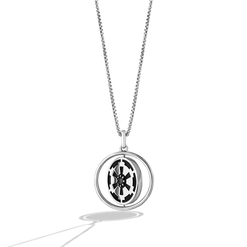Star Wars™ Into the Galaxy White & Black Diamonds Necklace Pendant in Sterling Silver 1/5 CTTW View 3