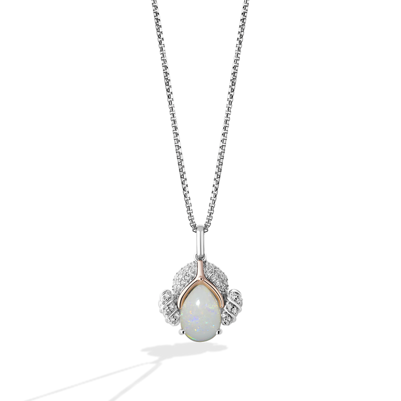 Star Wars™ Princess Leia Diamonds Necklace Pendant in 10K Rose Gold & Sterling Silver 1/6 CTTW View 1