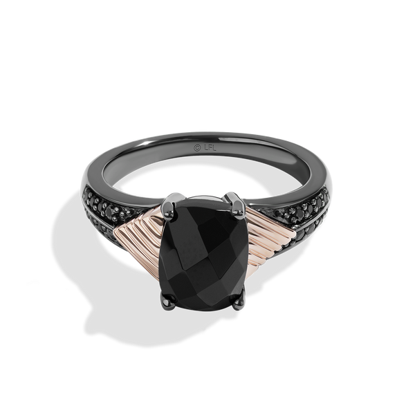 FENNEC SHAND™ ONYX RING IN 10K ROSE GOLD AND STERLING SILVER with 1/6 CT.TW. Black Diamonds