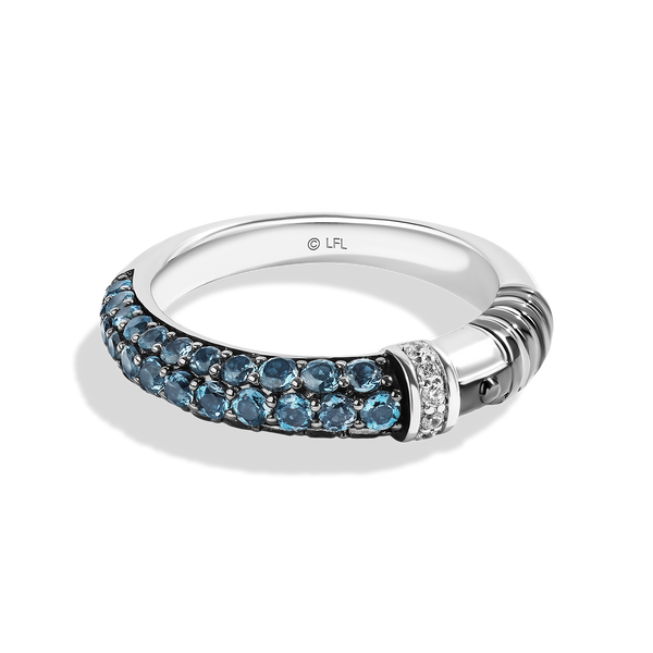 OBI-WAN KENOBI™ WOMEN STERLING SILVER LIGHTSABER RING with 1/20 CT.TW. Diamonds and London Blue Topaz