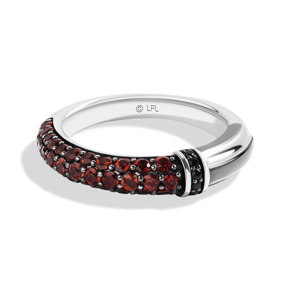 DARTH VADER™ WOMEN STERLING SILVER LIGHTSABER RING with 1/20 CT.TW. Black Diamonds and Garnet