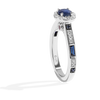 R2-D2™ 14K WHITE GOLD HALO ENGAGEMENT RING with Blue Sapphire Round Center Stone and 1/4 CT.TW. Diamonds, Garnet, Blue Sapphire