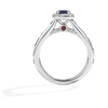 R2-D2™ 14K WHITE GOLD HALO ENGAGEMENT RING with Blue Sapphire Round Center Stone and 1/4 CT.TW. Diamonds, Garnet, Blue Sapphire