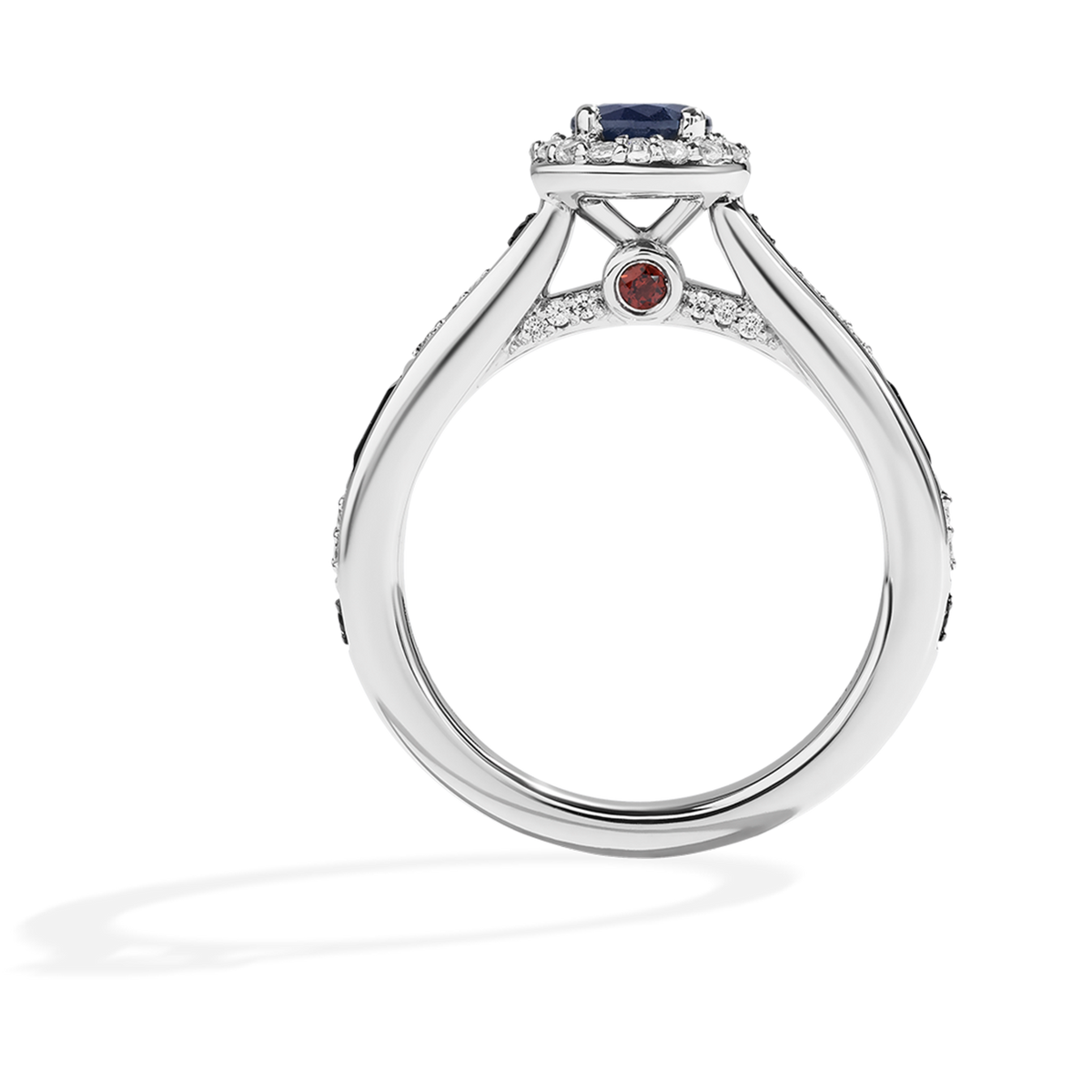 Star Wars™ R2-D2 Halo Engagement Ring 14K White Gold with Diamonds