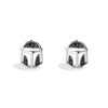 THE MANDALORIAN™ HELMET NECKLACE AND EARRING SET in Sterling Silver and Black Rhodium with 1/10 CT.TW. Black Diamonds