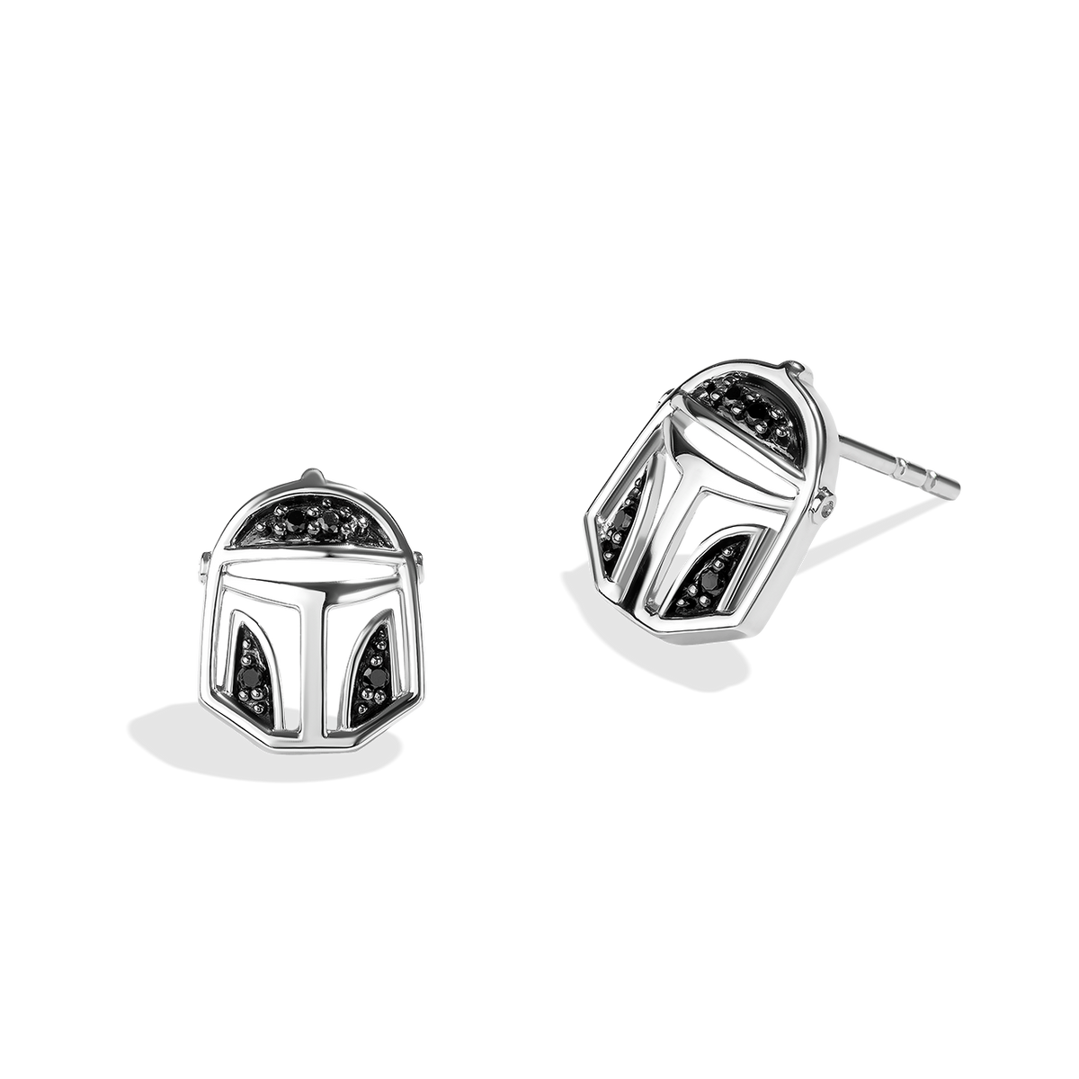 THE MANDALORIAN HELMET NECKLACE AND EARRING SET in Sterling