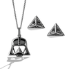 DARTH VADER™ HELMET NECKLACE AND EARRINGS SET in Black Rhodium over Sterling Silver with Black Diamonds