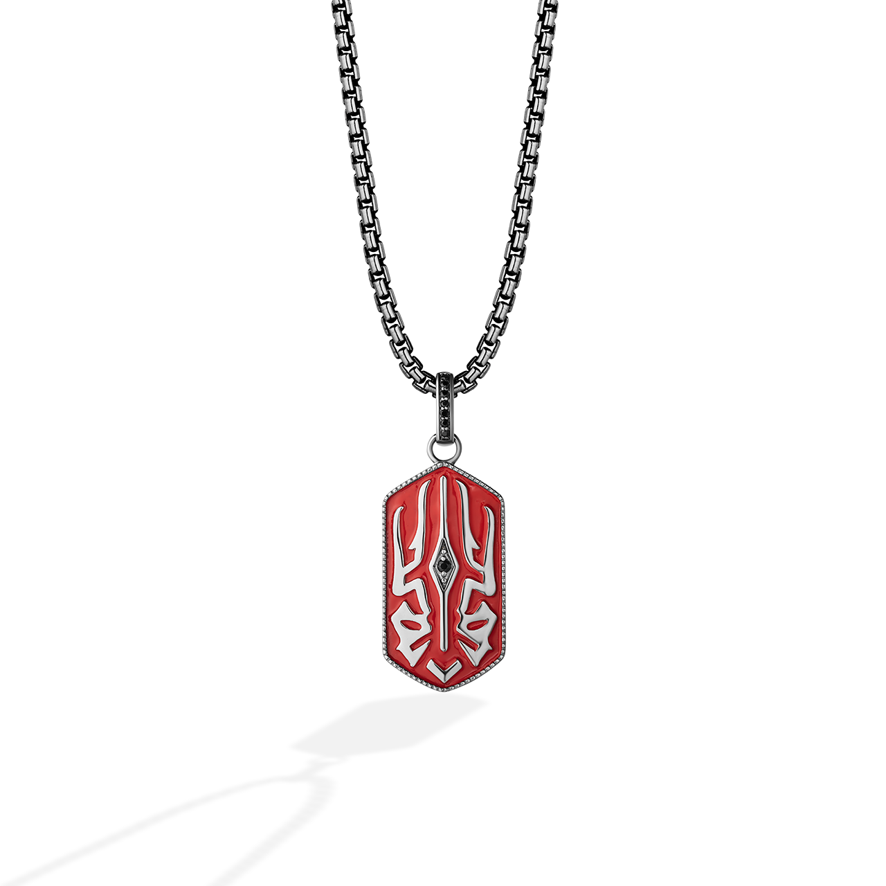 DARTH MAUL™ MEN'S/WOMEN'S PENDANT in Black Rhodium over Sterling Silver and  Red Enamel with 1/12 CT.TW. Black Diamond