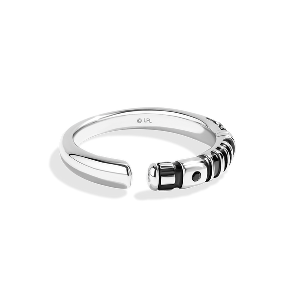 OBI WAN KENOBI™ MEN'S/WOMEN'S STERLING SILVER AND BLACK RHODIUM LIGHTSABER RING with 1/6 CT.TW. Diamonds