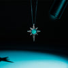 KYBER CRYSTAL RADIANCE MEN'S/WOMEN'S PENDANT  1/3CT.TW. White Diamonds and Swiss Blue Topaz Silver