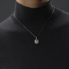 THE MANDALORIAN™ HELMET NECKLACE AND EARRING SET in Sterling Silver and Black Rhodium with 1/10 CT.TW. Black Diamonds