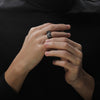 DARK ARMOR MEN'S RING Black Onyx Silver and Black Rhodium