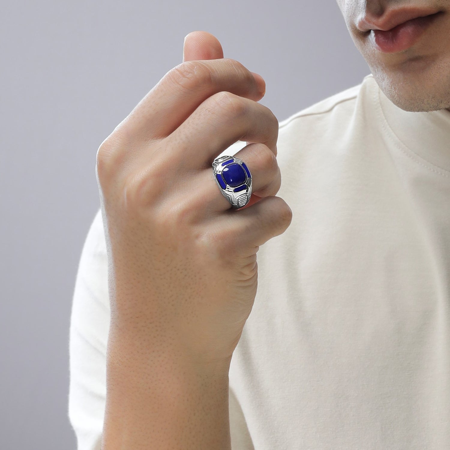 Red garnet ring, stone ring, two tone ring, statement ring, silver gol –  Artisan Look