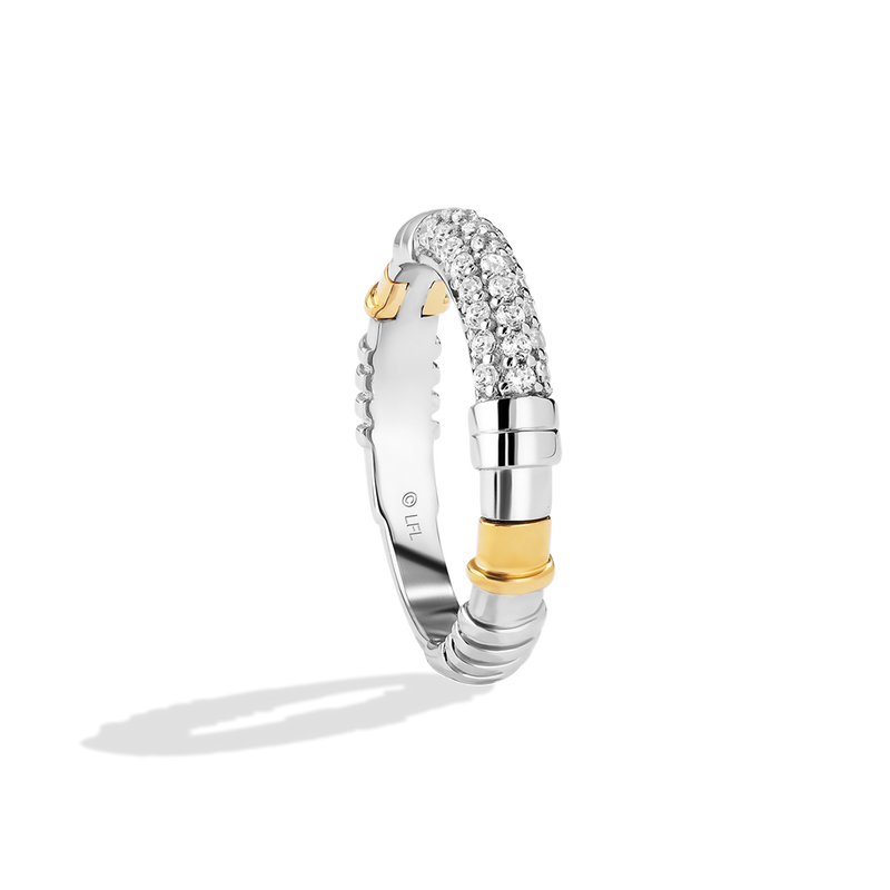 Star Wars  The Luke Skywalker WOMEN'S Diamond BAND 1/4 CT.TW. White Diamonds 14K White and Yellow Gold side View