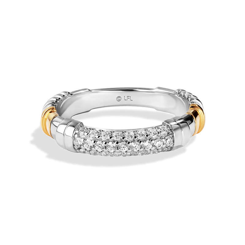 Star Wars The Luke Skywalker WOMEN'S Diamond BAND 1/4 CT.TW. White Diamonds 14K White and Yellow Gold front View