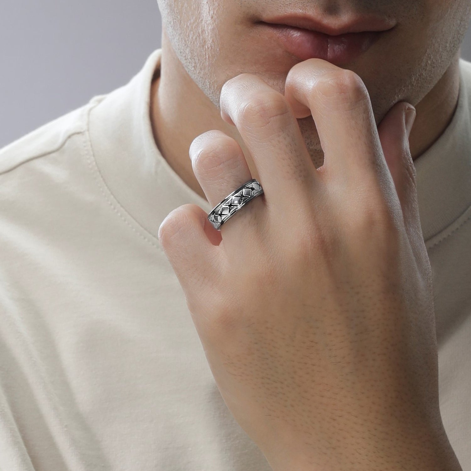 K14WGブラックスターリング Star Wars™ Princess Leia Black Diamonds Men's Ring 1/10 CTTW