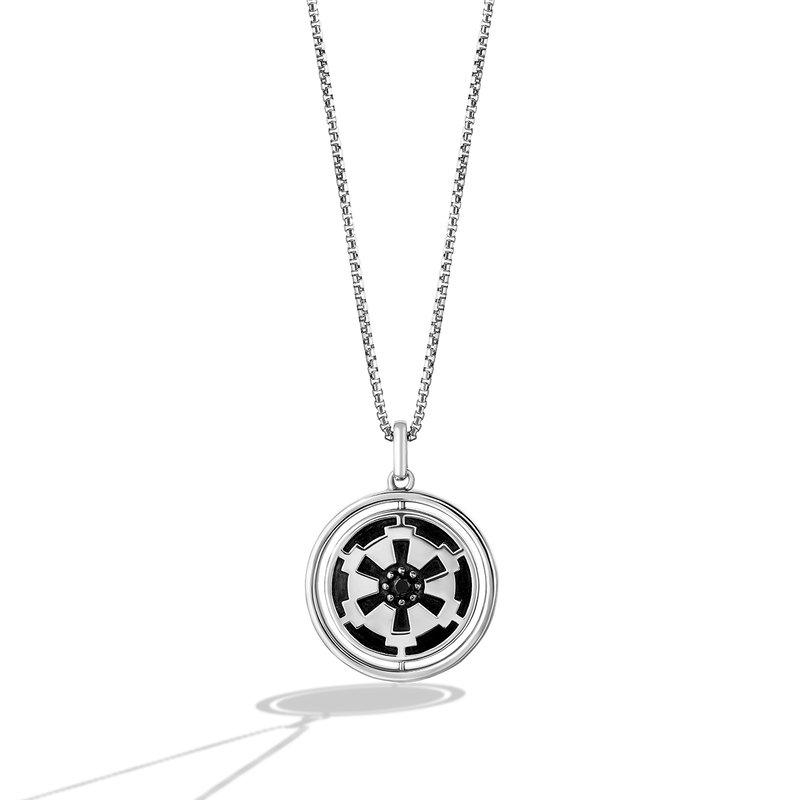 Star Wars™ Into the Galaxy White & Black Diamonds Necklace Pendant in Sterling Silver 1/5 CTTW View 1