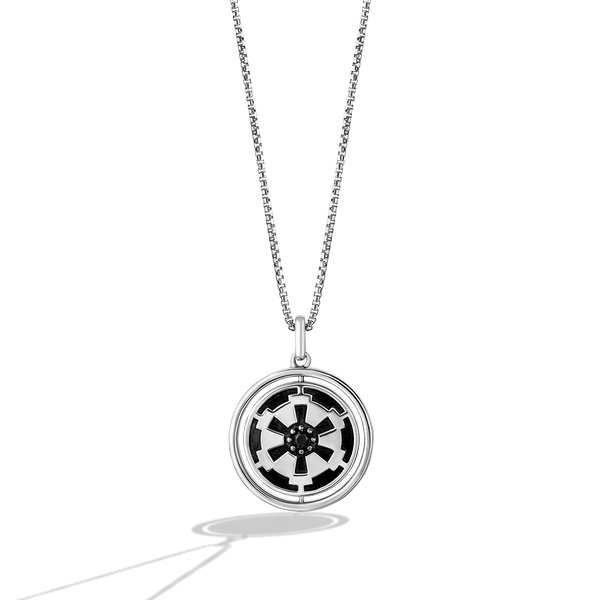 STERLING SILVER DARK SIDE/LIGHT SIDE ROTATING MEDALION with 1/5 CT.TW. White and Black Diamonds