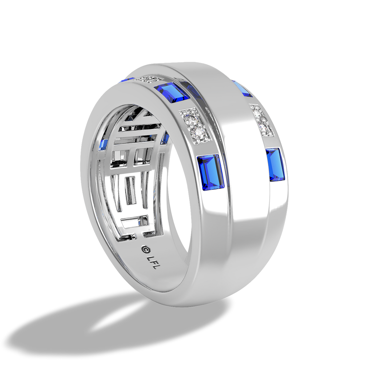 Star Wars™ R2D2 Sapphire Women's Ring in 10K White Gold 1/10 CTTW