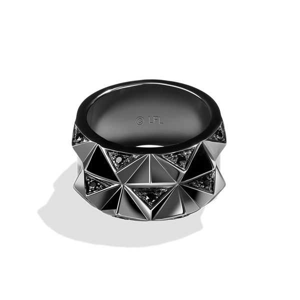DARK ARMOR WOMEN'S RING       Black Diamond Accent Silver with Black Rhodium