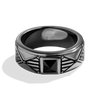 DARK ARMOR MEN'S RING 1/7 CT.TW. Black Diamonds Onyx Silver with Black Rhodium