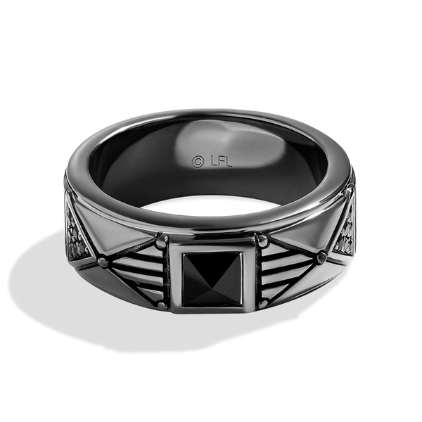 DARK ARMOR MEN'S RING 1/7 CT.TW. Black Diamonds Onyx Silver with Black Rhodium