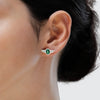 THE JEDI™ MASTER WOMEN'S STUDS 1/10 CT.TW. White Diamonds and Green Agate Silver