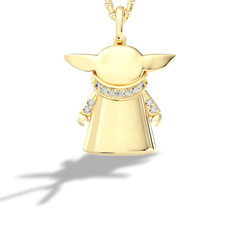 Star Wars™ The Child Diamonds Women's Necklace Pendant in 10K Yellow Gold 1/10 CTTW View 1