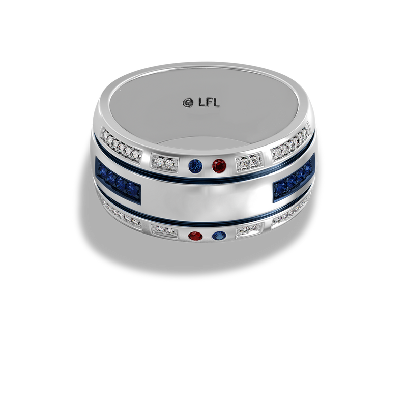 Star Wars™ R2-D2 Garnet & Sapphire Men's Ring in 10K White Gold 1/10 CTTW View 3