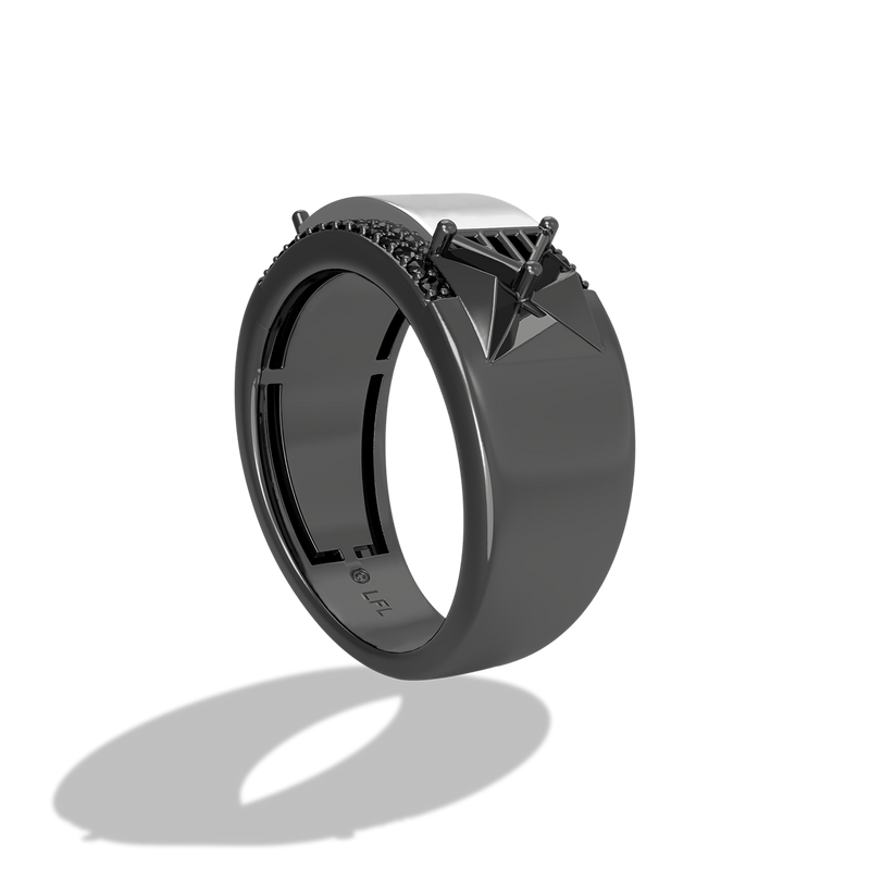 Star Wars™ Darth Vader Black Diamonds Men's Ring in Sterling Silver with Black Rhodium View 2