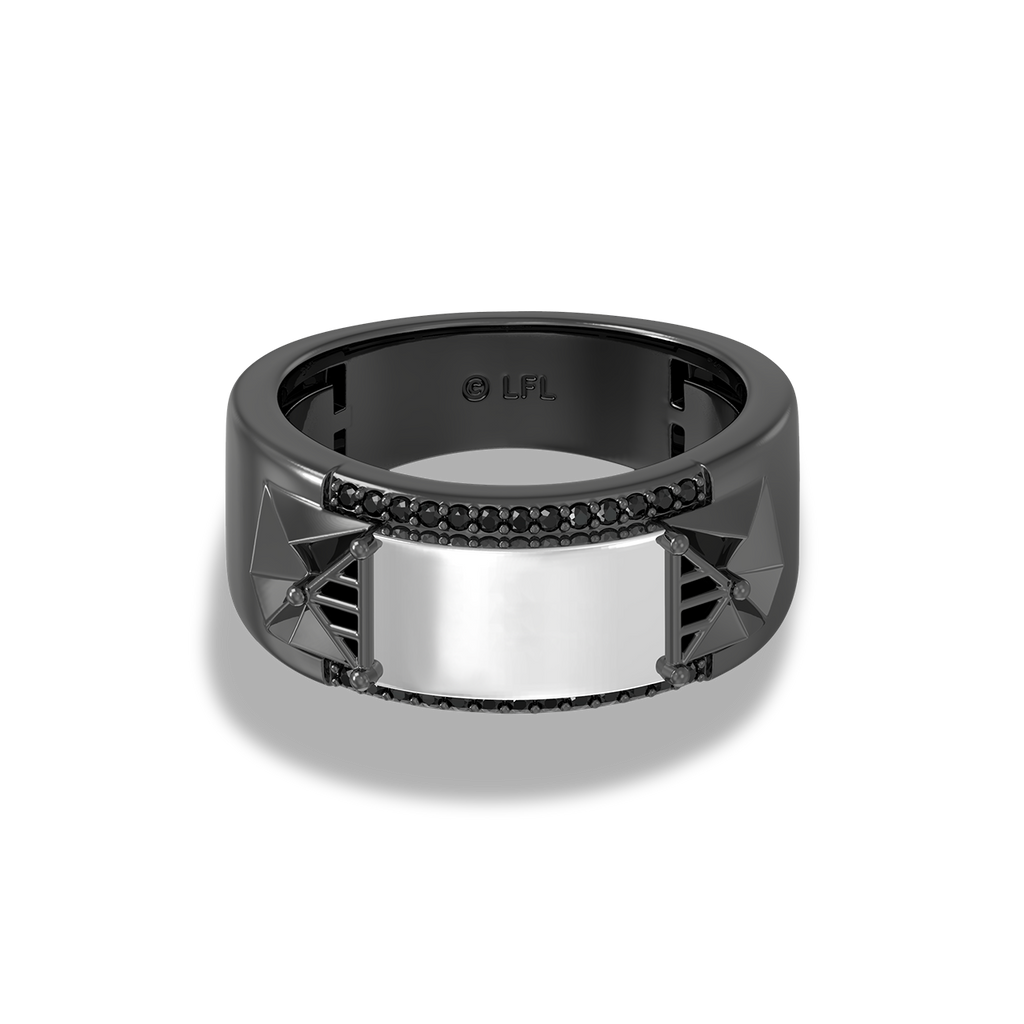 Black faux diamonds x ring silver on sale band