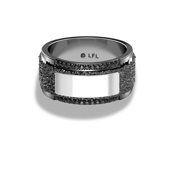 Star Wars Han Solo Black Diamonds Men s Ring in Sterling Silver with Black Rhodium 1 5 CTTW Star Wars Fine Jewelry