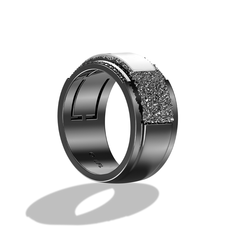 Star Wars™ Han Solo Black Diamonds Men's Ring in Sterling Silver with Black Rhodium 1/5 CTTW View 2