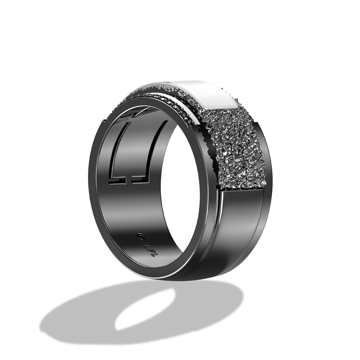 MR088) Rhodium Plated Sterling Silver Round Black Stone Mens Ring - TJD  Silver