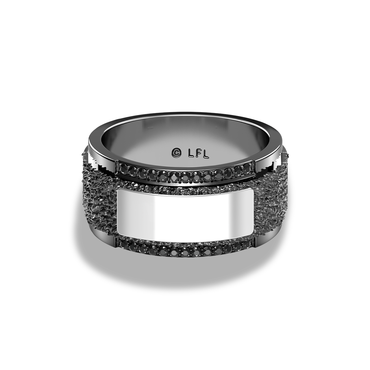 IN CARBONITE MEN'S RING 1/5 Black Diamond, Sterling Silver with Black Rhodium