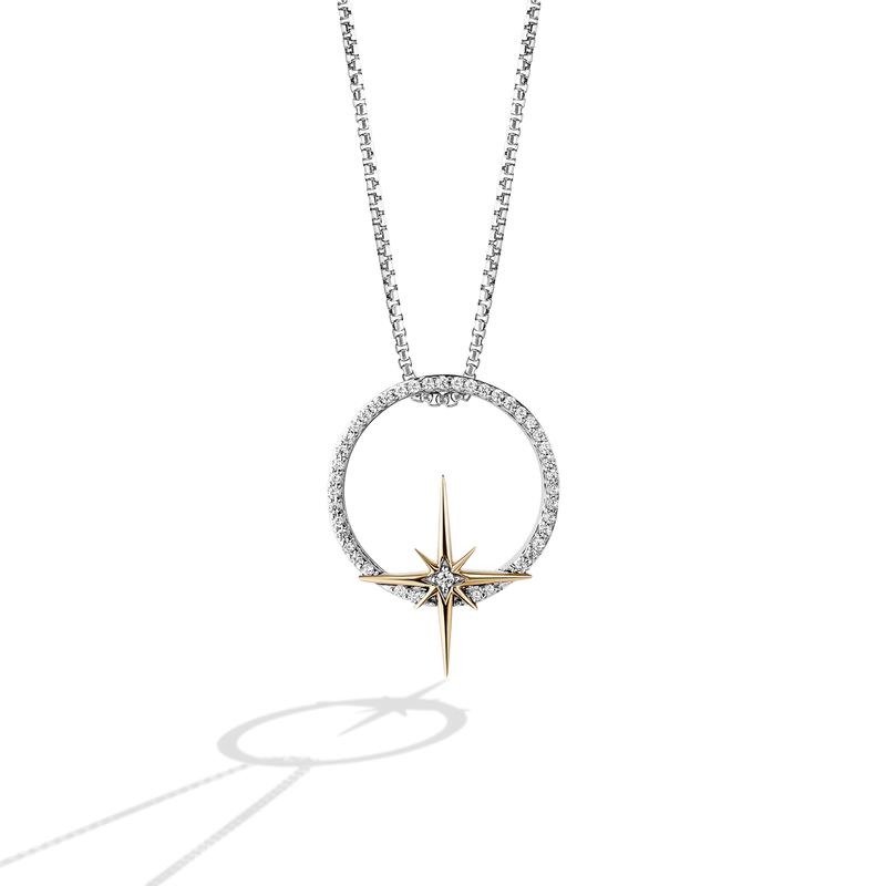 Star Wars Jedi WOMEN'S Diamond PENDANT 1/10 CT.TW. White Diamonds Silver and 10K Yellow Gold front view