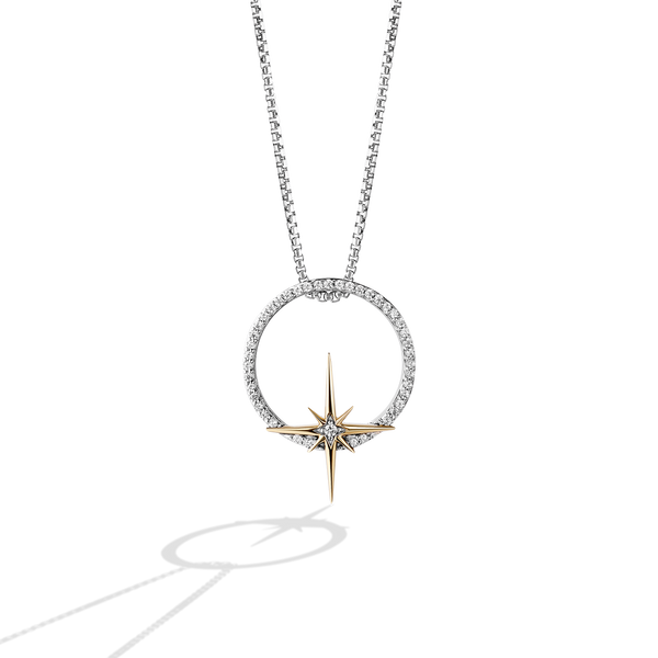 GUARDIANS OF LIGHT WOMEN'S PENDANT 1/10 CT.TW. White Diamonds Silver and 10K Yellow Gold