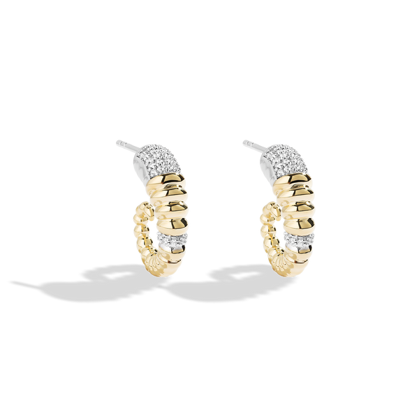 BANTHA™ WOMEN'S HOOP EARRINGS 1/6 CT.TW. Diamond, 10K Yellow Gold and Sterling Silver